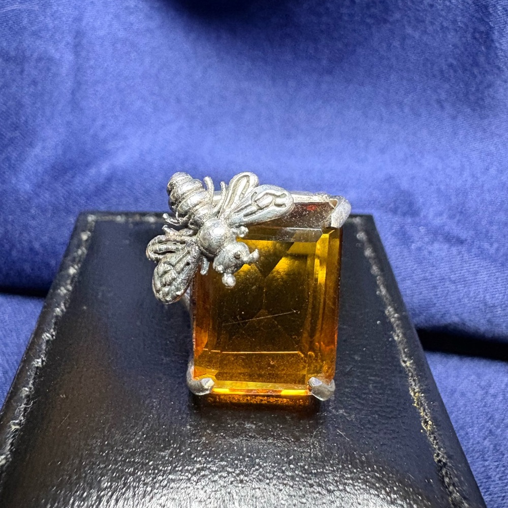 Ring Citrine Gemstone 925 Sterling Silver Honey Bee 🐝 - Picture 5 of 8